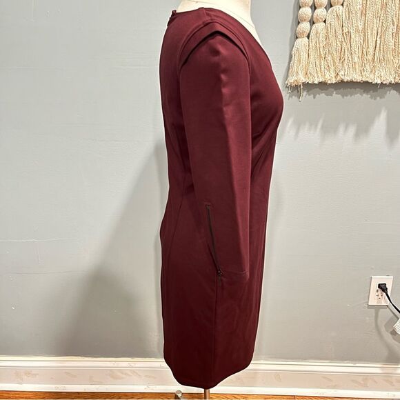 Kenar Burgundy Red 3/4 Sleeve Fitted Stretch Dress Size 6 - Picture 4 of 9